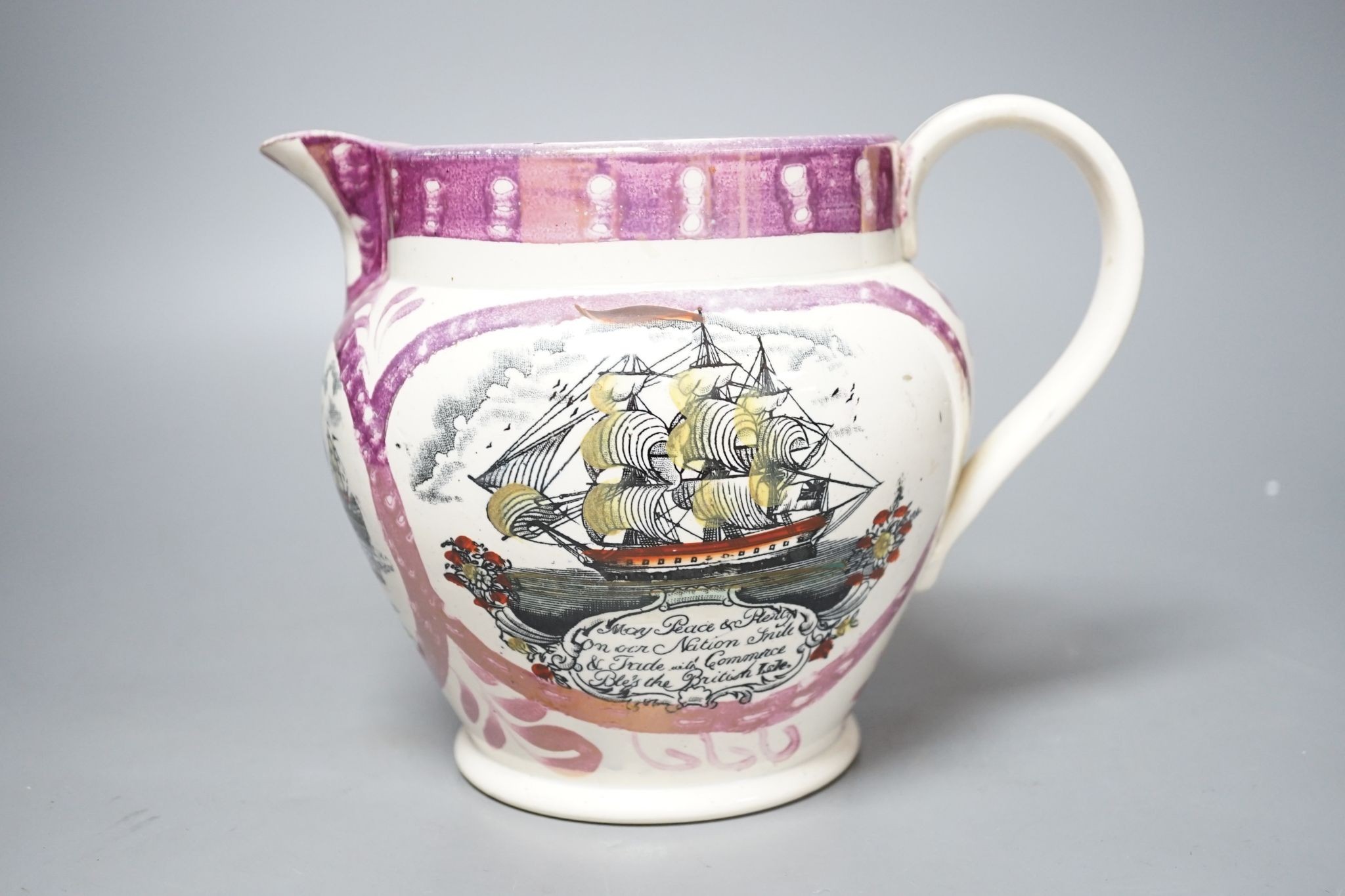 A sailors farewell lustre jug, 19cm